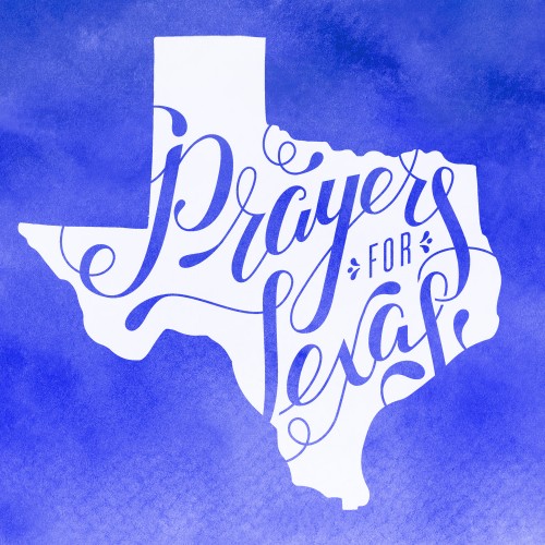 Prayers for Texas - Tornado Relief - Graphic Design, Screen Print, T-shirt, typography, hand drawn, script, watercolor