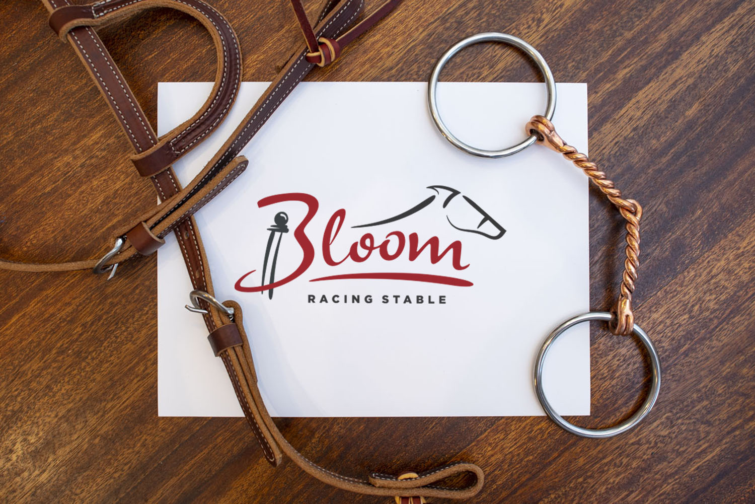 Logo Design, stationery, business card and branding for Bloom Racing Stable, a boutique horse racing partnership in Solano Beach, California