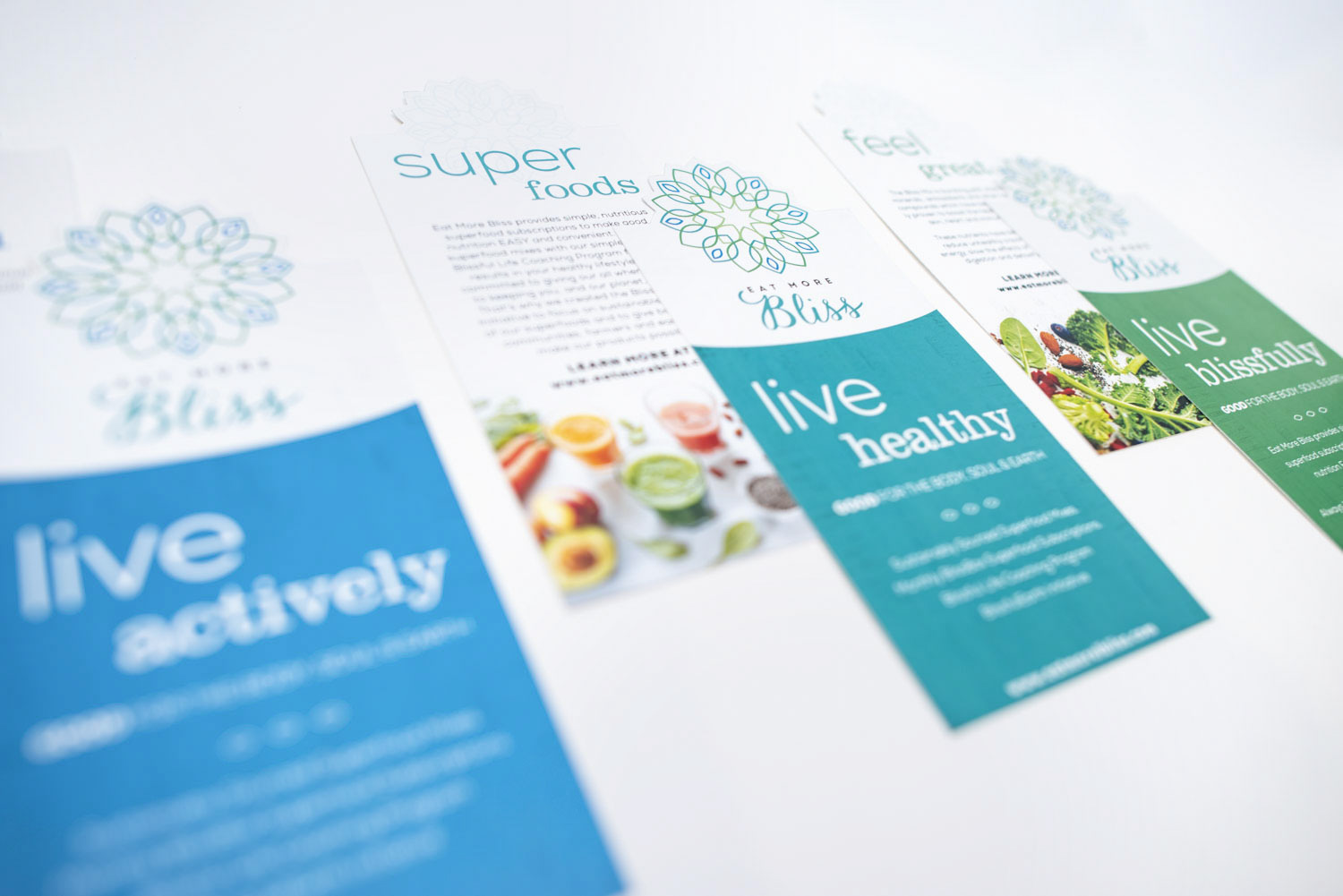 Eat More Bliss - Simple Healthy Superfoods - Packaging Design, Health Food Branding, Organic Food Logo Design, Health and Wellness Company Logo Design, Brochure Design